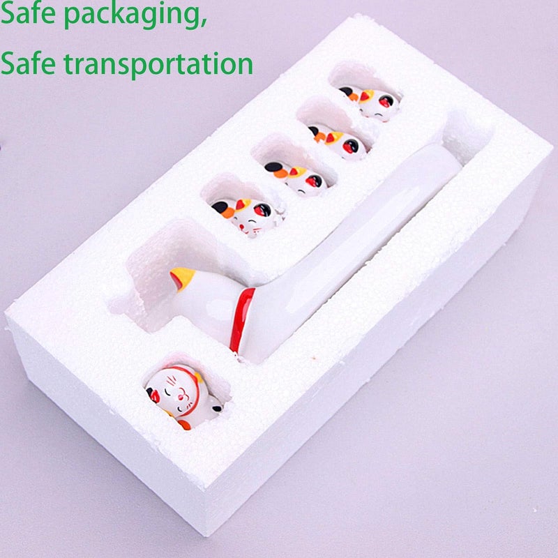 Ponerine 6Piece Cute Ducks Ceramic Chopstick Rests Spoon Fork Knife Holder Stand Festive Dinner Table Ornament Set Lucky Cat Set - Image 5