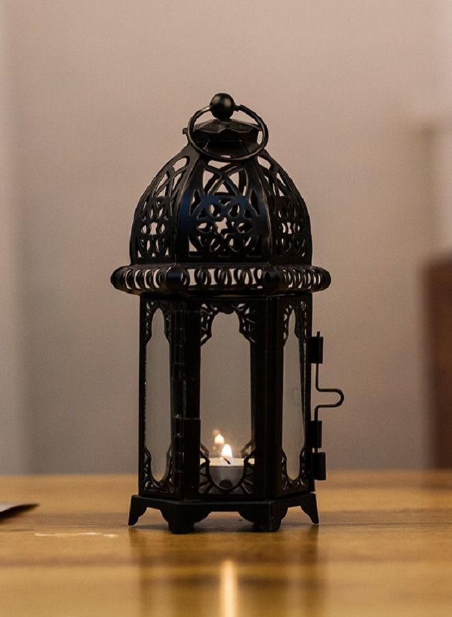 Y&D Decorative Ramadan Glass Candlestick Metal Wind Lamp