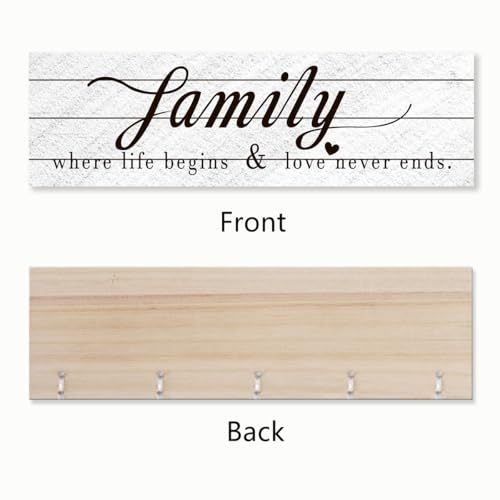 Gwisml Photo Wall Display,Collage Picture Frame,Clip Photo Holders for Wall,Wooden Hanging Photo Display with 16 Clips 5 Strings,Family Where Life Begins and Love Never Ends Sign Wall Decor - Image 3
