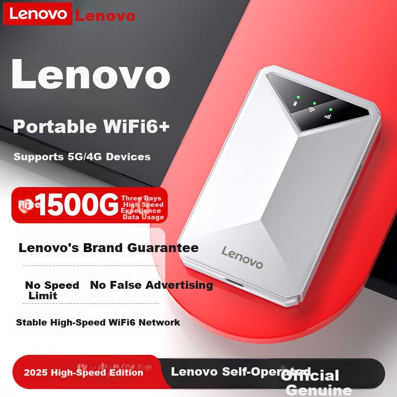 JD Jing Zao Lenovo Portable WiFi 6 Mobile Hotspot Supports 5G/4G Devices, Router, SIM-Free Dual Network Universal Nationwide Unlimited Data Plan, Laptop Portable 2026 Model - Image 1