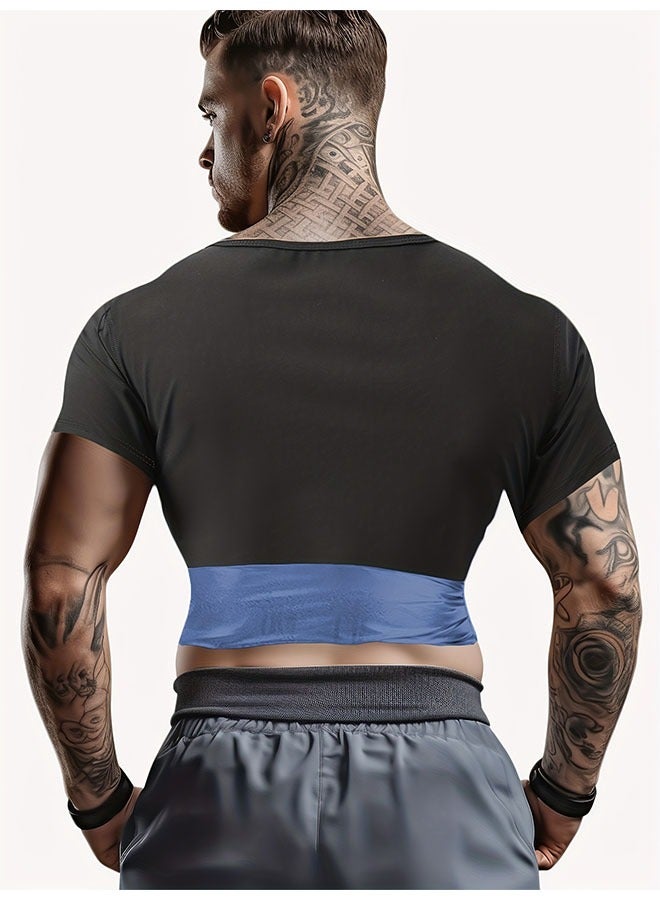 Generic Sauna Shirt For Men Short Sleeve Sauna Suit For Men Weight Loss Sweat Body Shaper For Men Gym Exercise Sauna Top - Image 3