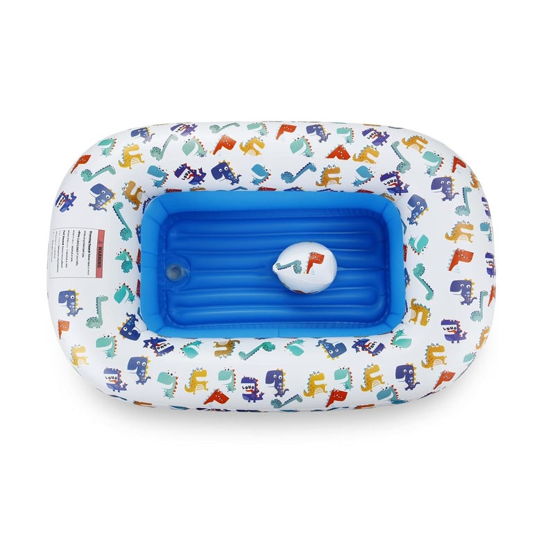 PandaEar Inflatable Dinosaur Baby Bathtub Foldable Baby Infant Bath Tub Toddler Bathtub with Air Pump Portable Travel NonSlip Shower Basin Mini Air Swimming Pool for Newborn Blue - Image 4