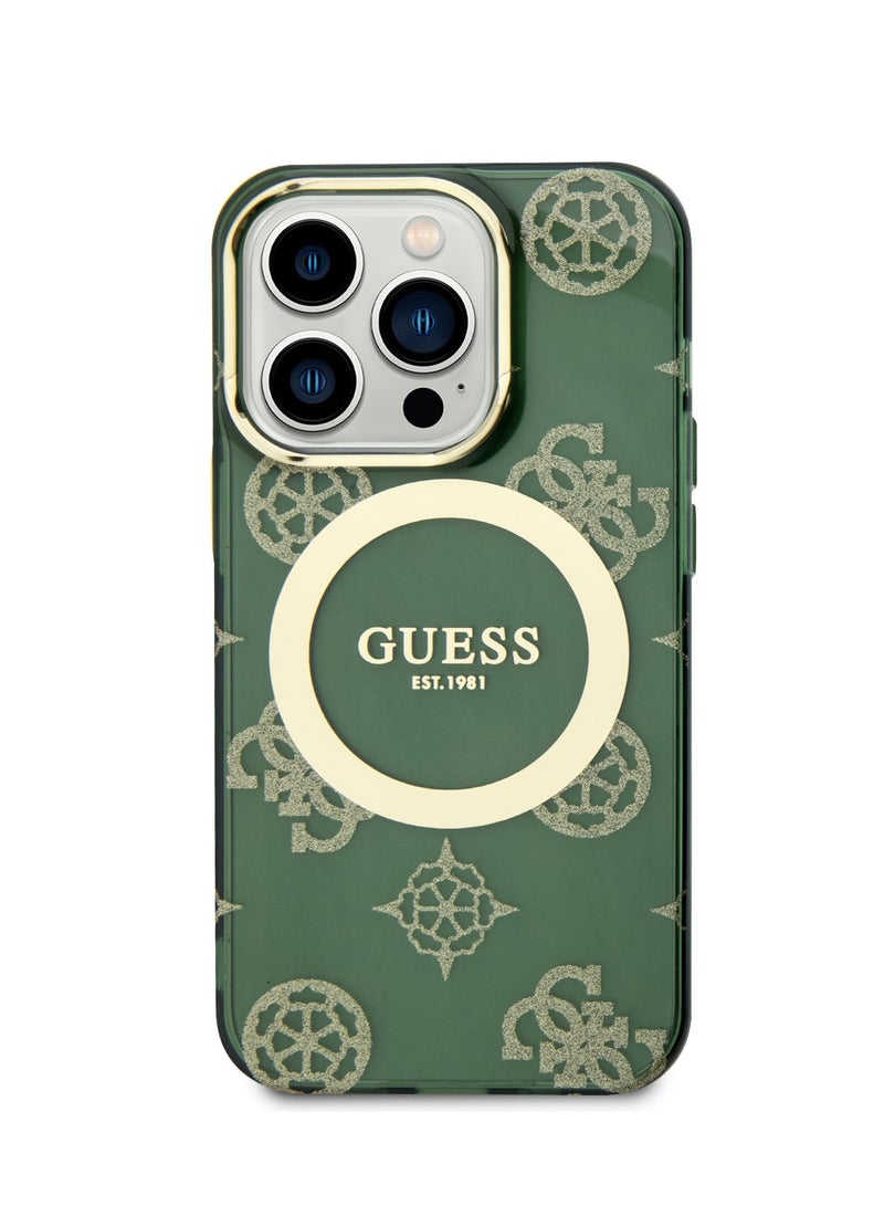 GUESS Magsafe IML Case for iPhone 15 Pro - Gold/Kaki - Image 1