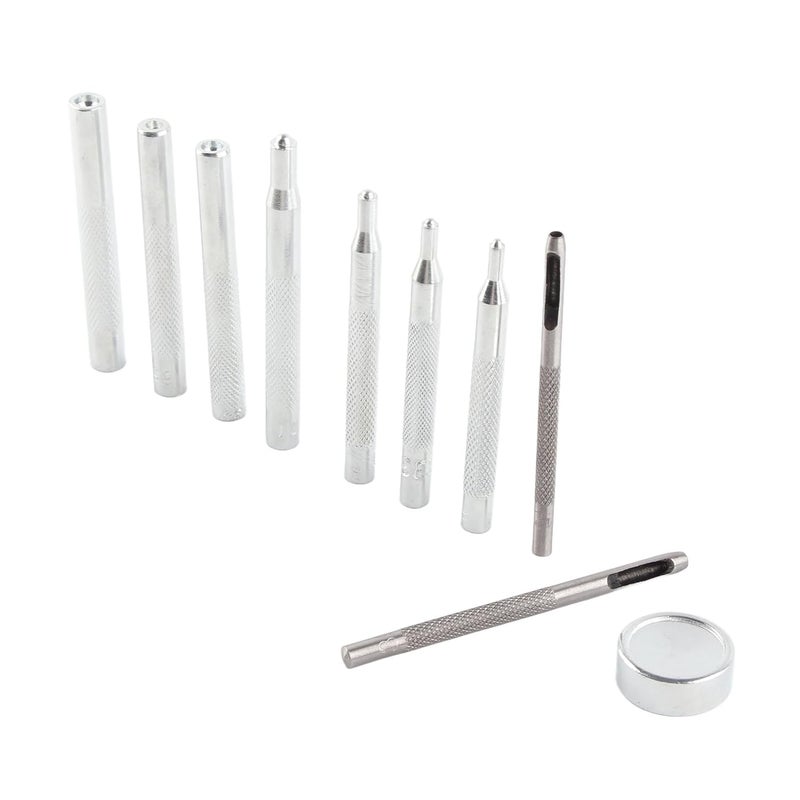 11 PCS Leather Craft Snap Fastener Setter, Steel Rivet Setting Punch Die Tools Leather Rivet Tool with Hole Punches for Craft Repair - Image 4