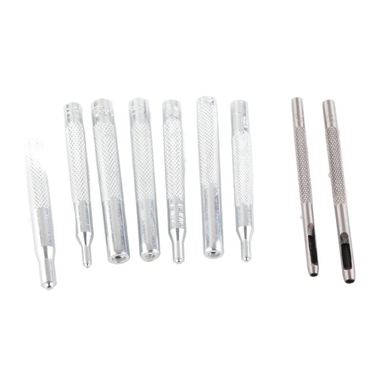 11 PCS Leather Craft Snap Fastener Setter, Steel Rivet Setting Punch Die Tools Leather Rivet Tool with Hole Punches for Craft Repair - Image 5