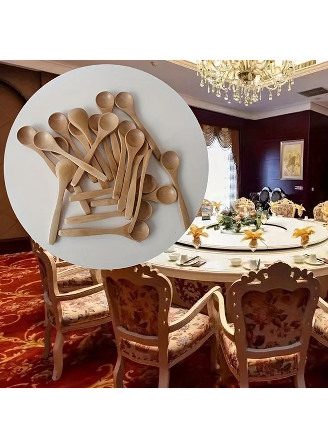 10 قطعة من مجموعة ملاعق الخيزران طويلة المقبض للقهوة المنزلية والأطباق الإبداعية - Image 3