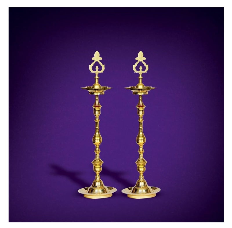 Puyangam Brass KUTHU VILAKKU, Brass Lamps/Diya/DEEPAM for Pooja/Best Lamps/Diya/KUTHU VILAKKU for Gifts/Decorations (20 Inch) - Image 1