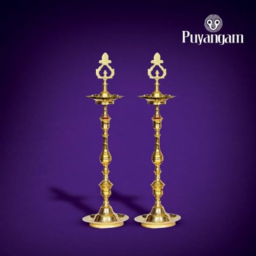 Puyangam Brass KUTHU VILAKKU, Brass Lamps/Diya/DEEPAM for Pooja/Best Lamps/Diya/KUTHU VILAKKU for Gifts/Decorations (20 Inch) - Image 3