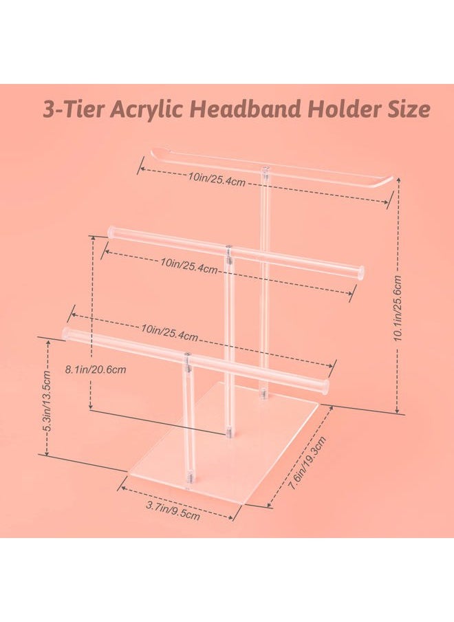 SMUK - Acrylic Headband Holder Organizer Storage, 3-Tier Clear Scrunchie Holder Stand Hair Accessories Organizer Hair Tie Display Headband Stand for Women and Girls - Image 1