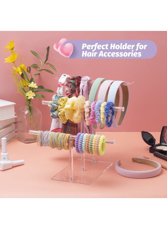 SMUK - Acrylic Headband Holder Organizer Storage, 3-Tier Clear Scrunchie Holder Stand Hair Accessories Organizer Hair Tie Display Headband Stand for Women and Girls - Image 1