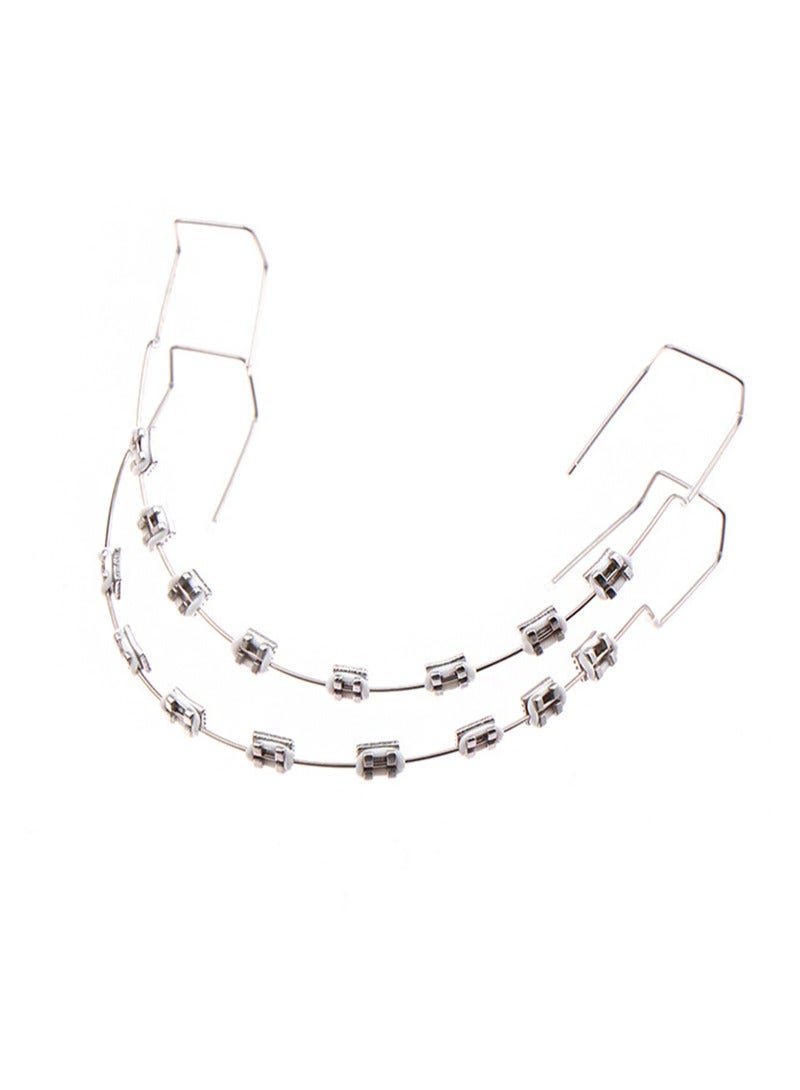 HaLunhi Temporary Dental Decorations With Metal Wires，Metal Brackets And Orthodontic Ligatures，Props For Orthodontists To Explain，Props for Dental Students to Practice （White）  - Image 1