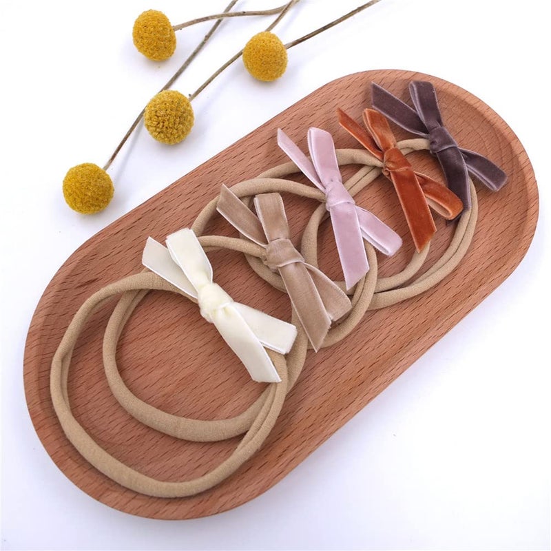 Sugarmelon Velvet Bow Soft Stretchy Headbands for Newborn Infant Toddlers Hair Bow Elastic Bands Baby Girls Nylon Hairband (2.75'' Mini 32 PCS) - Image 2