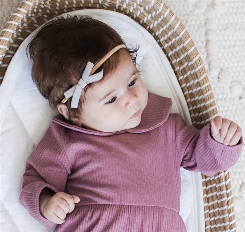 Sugarmelon Velvet Bow Soft Stretchy Headbands for Newborn Infant Toddlers Hair Bow Elastic Bands Baby Girls Nylon Hairband (2.75'' Mini 32 PCS) - Image 4