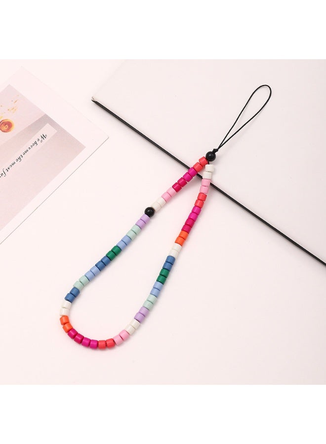 NIBEMINENT Beaded Phone Lanyard, Anti Lost Removable Wrist Strap,K061 Rainbow Bracelet Pendant, Phone Keychain Lanyard