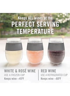 Host Host Cooling Wine Freeze Cup with Lid, Set of 2 Plastic Double Wall Insulated Wine Tumbler Freezable Drink Vacuum Cup with Freezing Gel, Wine Glasses for Red and White Wine, Gift Essentials, Gray  - Image 3