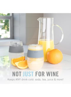 Host Host Cooling Wine Freeze Cup with Lid, Set of 2 Plastic Double Wall Insulated Wine Tumbler Freezable Drink Vacuum Cup with Freezing Gel, Wine Glasses for Red and White Wine, Gift Essentials, Gray  - Image 5
