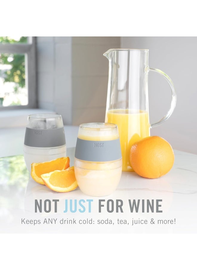 Host Host Cooling Wine Freeze Cup with Lid, Set of 2 Plastic Double Wall Insulated Wine Tumbler Freezable Drink Vacuum Cup with Freezing Gel, Wine Glasses for Red and White Wine, Gift Essentials, Gray  - Image 5
