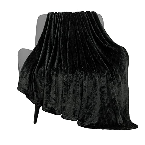 TOONOW Fleece Blanket Fuzzy Plush Throw Blanket 50" x 60", Super Soft Fluffy Bed Blanket Geometric Pattern Comfy Microfiber Flannel Blankets for Couch, Bed, Sofa, Black - Image 1