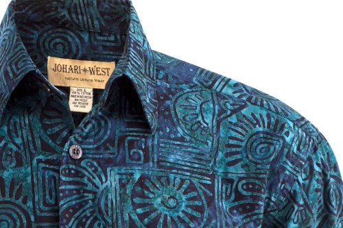Johari West إندوباي (3XL، سافير) قميص هاواي للرجال بأكمام قصيرة من القطن مع أزرار - قميص ألوها الاستوائي - Image 2