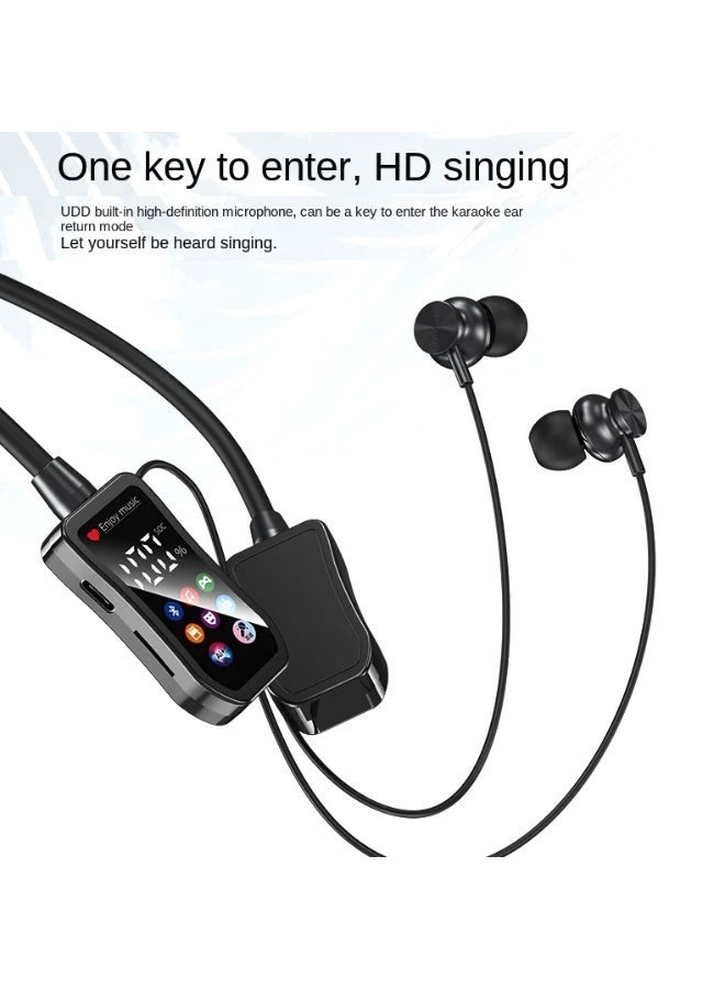 OALE Bluetooth In-Ear Neckband Earbuds, V5.4, Magnetic, 30H Playback, LCD, MicroSD Memory Card Support, Intelligent Noise Reduction (Black) - Image 3