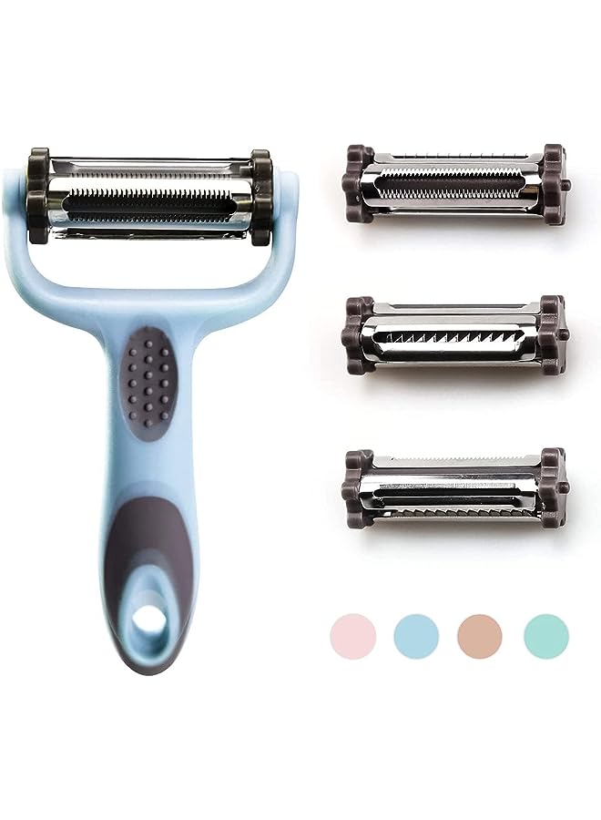 Delfino Kitchen Peeler and Potato Peeler, Stainless Steel Peelers for Vegetables, Carrots, and Fruits, with Sharp Blades, Multi-Functional Kitchen Tools 3-in-1（Blue) - Image 1