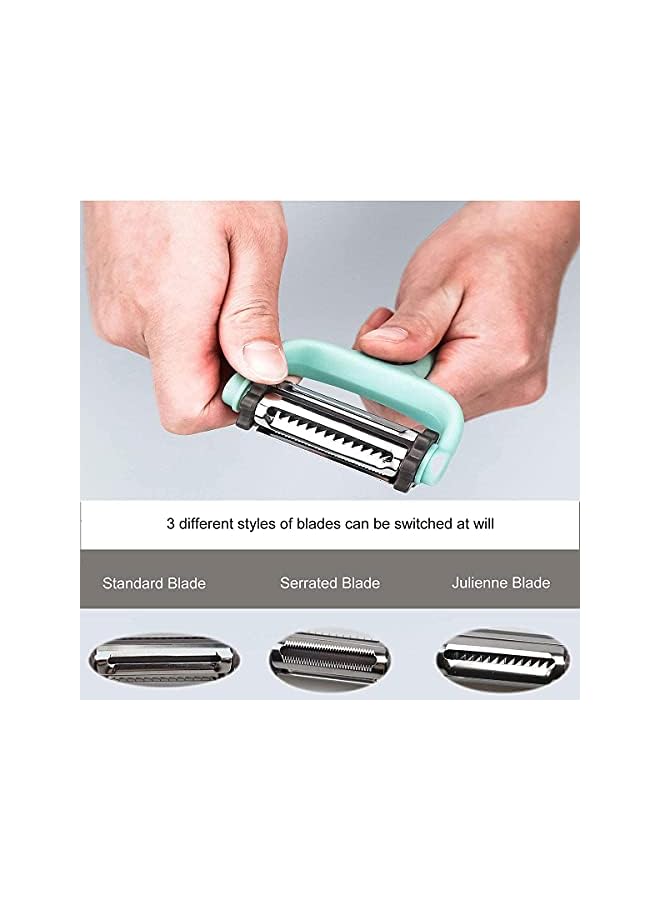 Delfino Kitchen Peeler and Potato Peeler, Stainless Steel Peelers for Vegetables, Carrots, and Fruits, with Sharp Blades, Multi-Functional Kitchen Tools 3-in-1（Blue) - Image 4