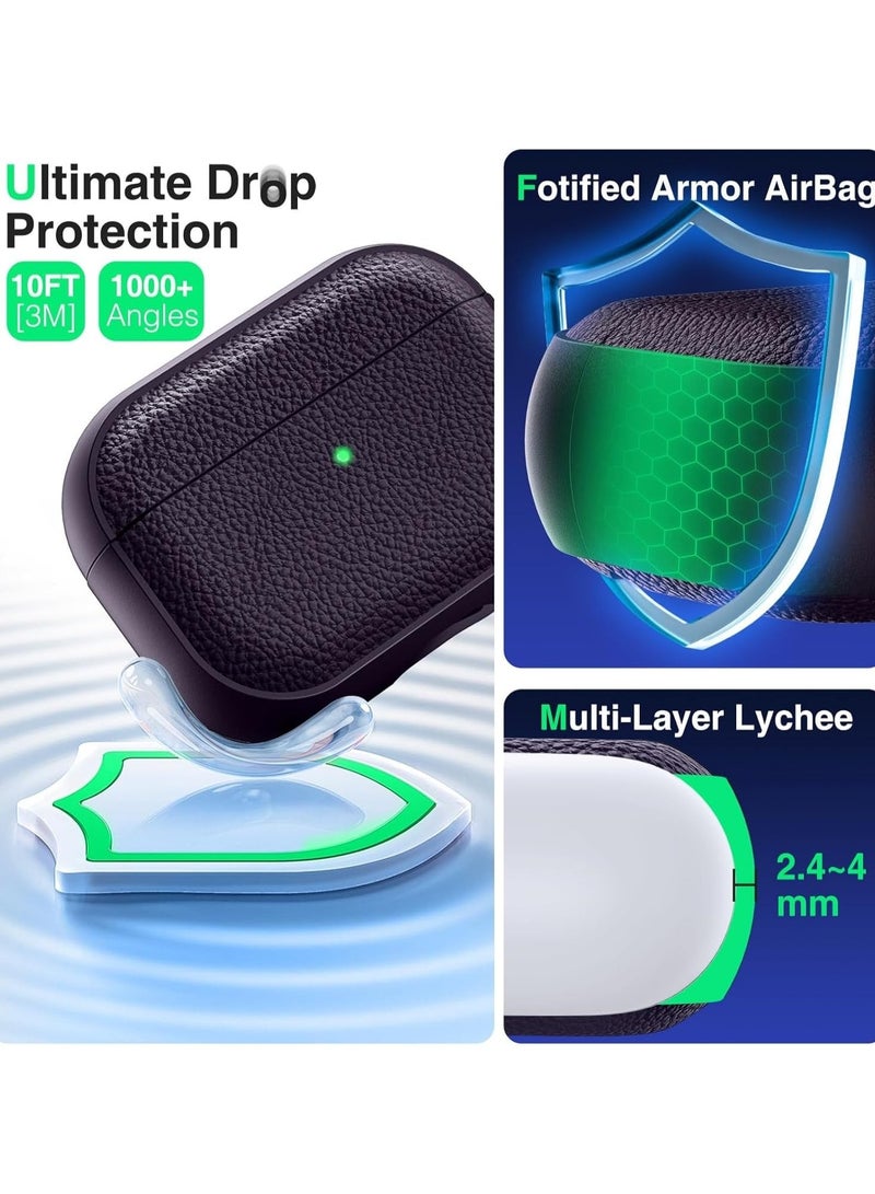 ألترون غطاء ALTRONE متوافق مع سماعات AirPods 4 (2025)، جراب واقٍ من الجلد الصناعي المقاوم للصدمات من مادة TPU والليتشي مع سلسلة مفاتيح - لسماعات AirPods 4 - بنفسجي غامق - Image 4