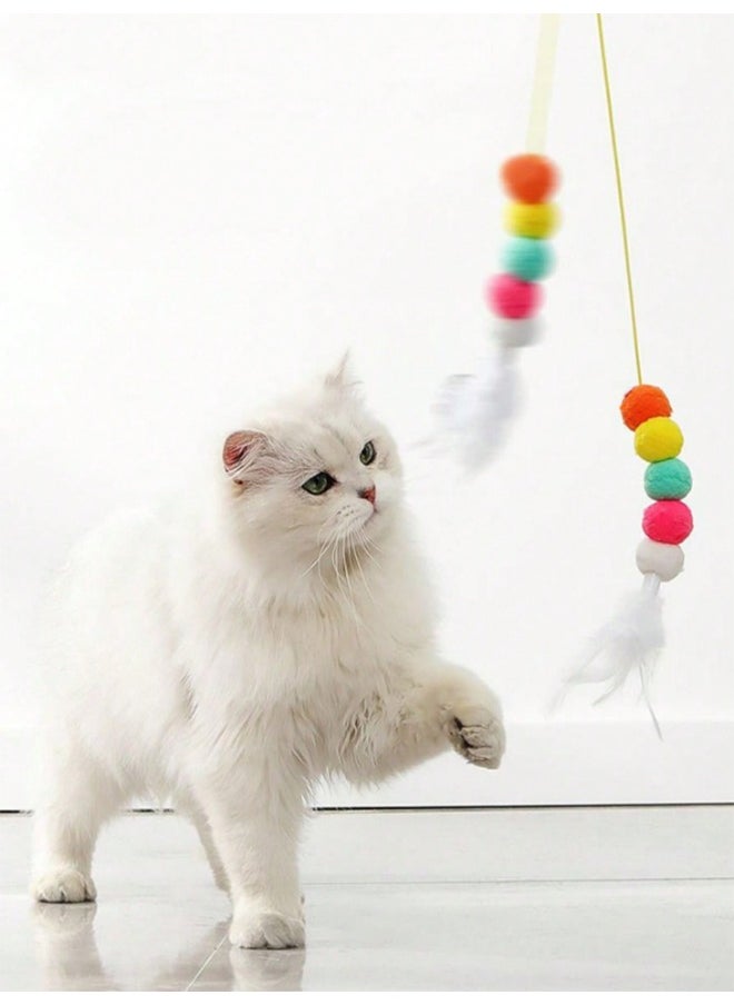 Generic - 3PCS Retractable Interactive Cat Toys for Indoor Cats, Cat Interactive Teaser Kitten Teasing Rope Pet Hanging Door Toy, Indoor Kitten Jump Exercise Toys interactive Elastic Hanging Rope Door for Cat Self Play Chase - Image 1