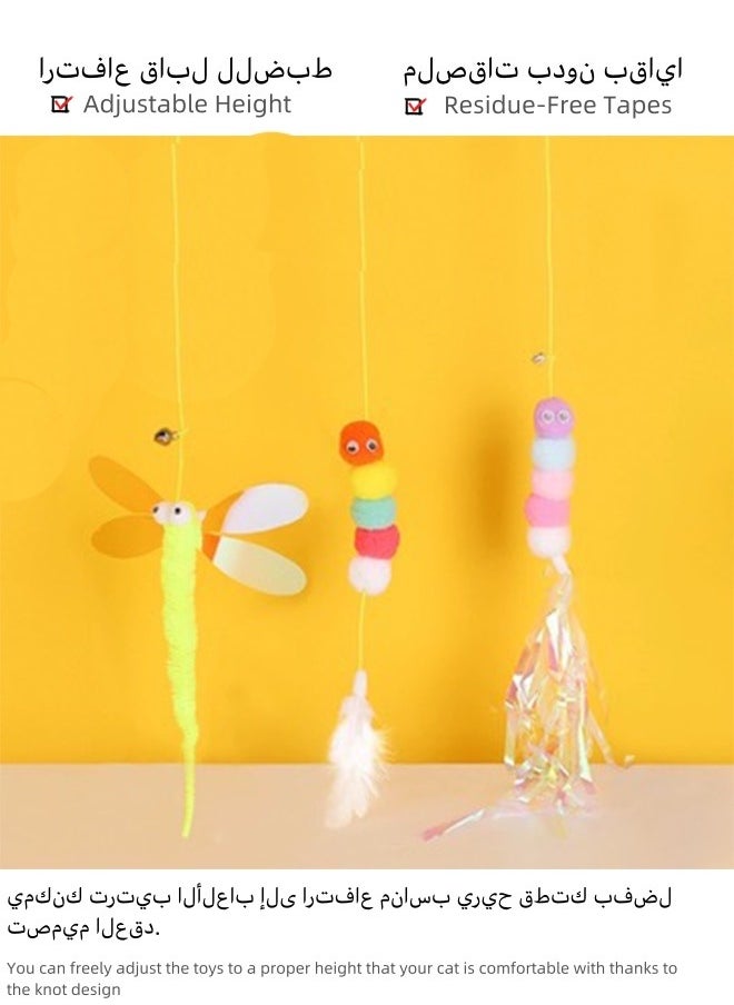 Generic - 3PCS Retractable Interactive Cat Toys for Indoor Cats, Cat Interactive Teaser Kitten Teasing Rope Pet Hanging Door Toy, Indoor Kitten Jump Exercise Toys interactive Elastic Hanging Rope Door for Cat Self Play Chase - Image 1