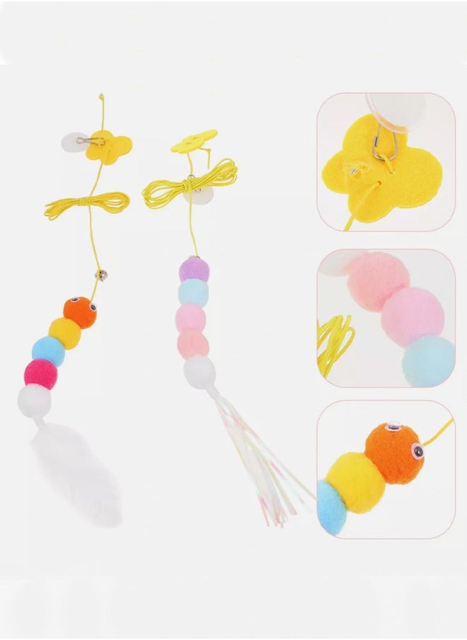 Generic - 3PCS Retractable Interactive Cat Toys for Indoor Cats, Cat Interactive Teaser Kitten Teasing Rope Pet Hanging Door Toy, Indoor Kitten Jump Exercise Toys interactive Elastic Hanging Rope Door for Cat Self Play Chase - Image 1