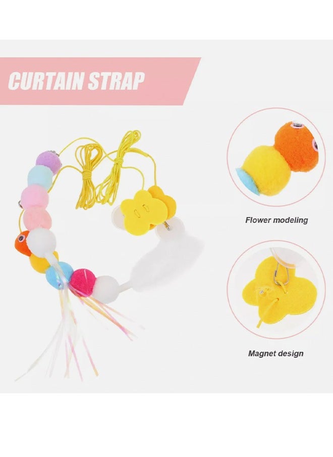 Generic - 3PCS Retractable Interactive Cat Toys for Indoor Cats, Cat Interactive Teaser Kitten Teasing Rope Pet Hanging Door Toy, Indoor Kitten Jump Exercise Toys interactive Elastic Hanging Rope Door for Cat Self Play Chase - Image 1