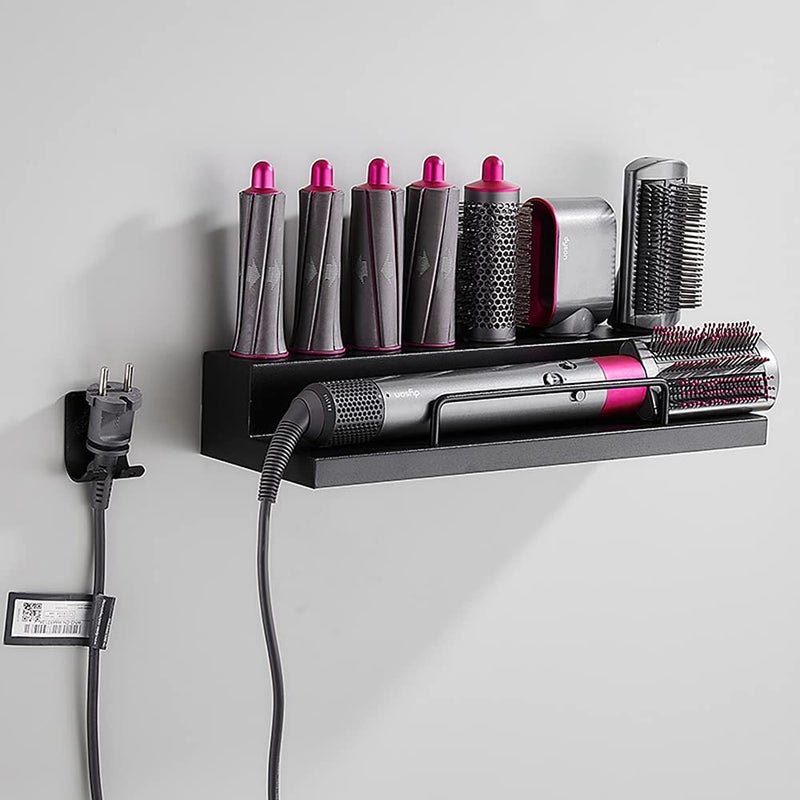 DALUOBO DALUOBO Storage Holder for Dyson Airwrap Curling Iron Accessories Wall Mounted Rack Bracket Stand with Adhesive for Home Bathroom Organizer Black  - Image 1