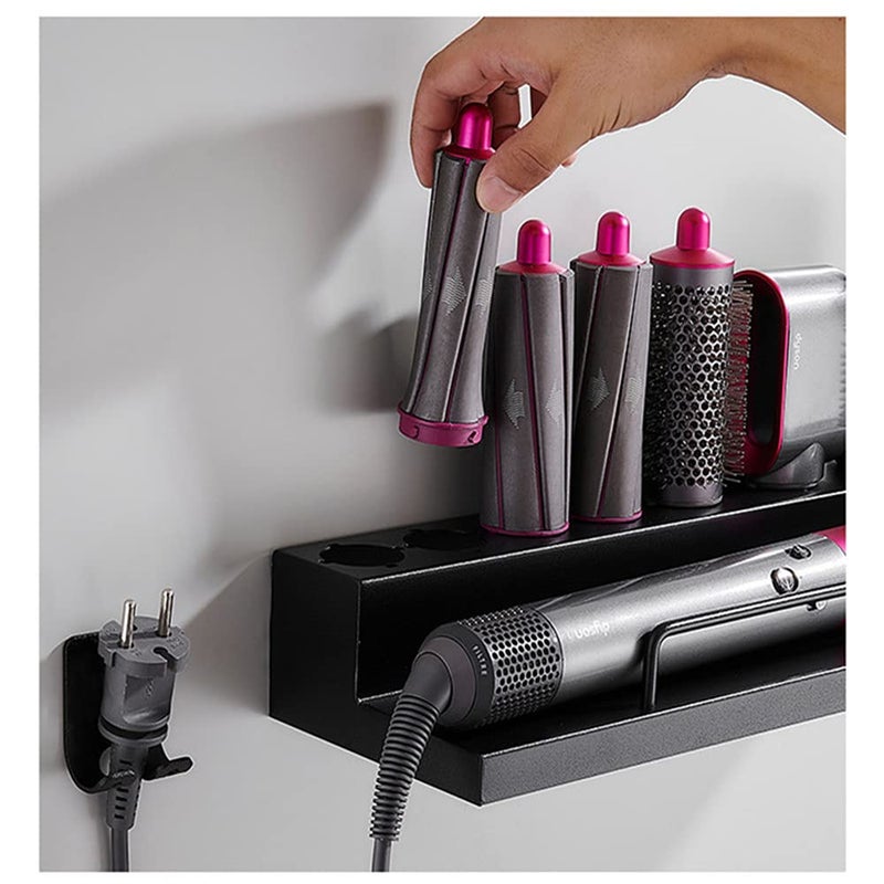 DALUOBO DALUOBO Storage Holder for Dyson Airwrap Curling Iron Accessories Wall Mounted Rack Bracket Stand with Adhesive for Home Bathroom Organizer Black  - Image 3