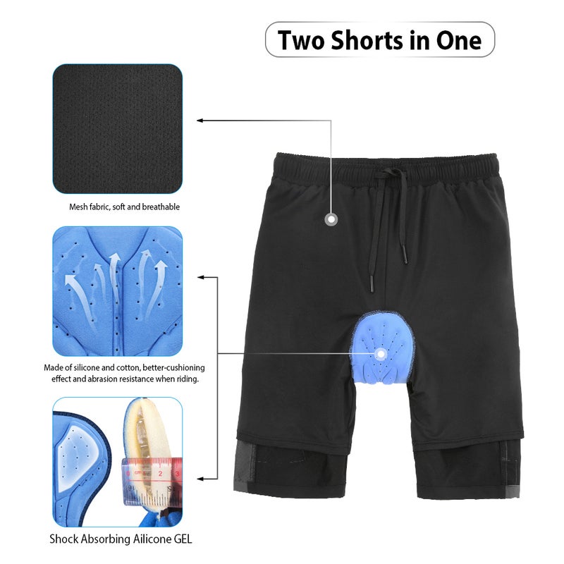 Men 3D Padded Mountain Bike Cycling Shorts Breathable Loose-Fit Outdoor Sports MTB Cycling Running Shorts - Image 4
