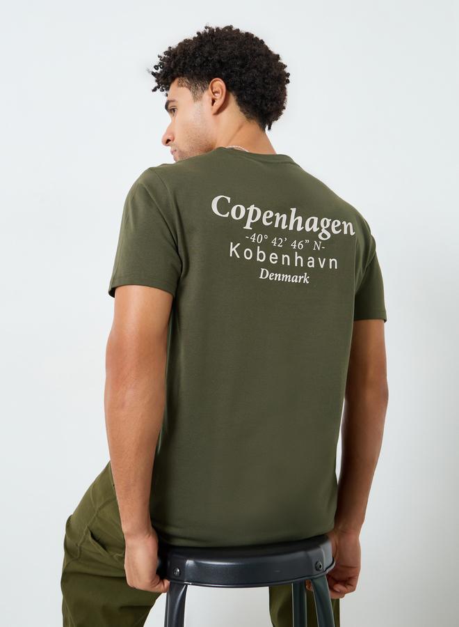 Styli Men Olive Graphic Print Short Sleeve T-Shirt - Image 1