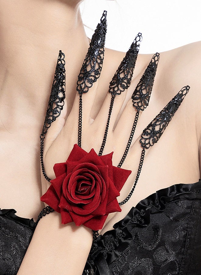 JCB CHIC Multilayer Imitation Pearl Rose Flower Clavicle Chain Necklace bracelet Women Goth Red Crystal Pendant Choker Halloween  Jewelry For Women - Image 3