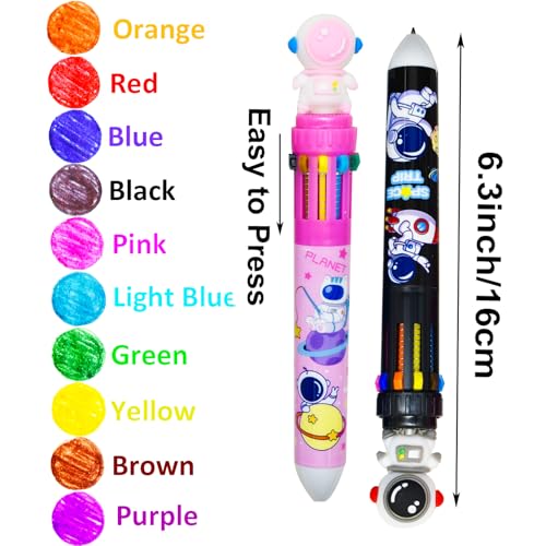 Maydahui 10 Pcs 10-in-1 Outer Space Multicolor Pens 10 Colors Shuttle Retractable Ballpoint Pen Cute Planet Spaceman Astronaut Pens for Students Teachers Office Supplies - Image 3