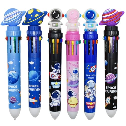 Maydahui 10 Pcs 10-in-1 Outer Space Multicolor Pens 10 Colors Shuttle Retractable Ballpoint Pen Cute Planet Spaceman Astronaut Pens for Students Teachers Office Supplies - Image 1