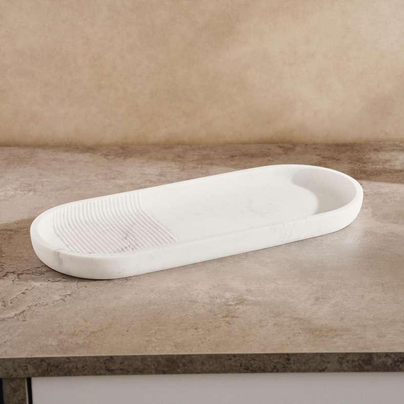 Pan Home White Marble Bath Tray for Home