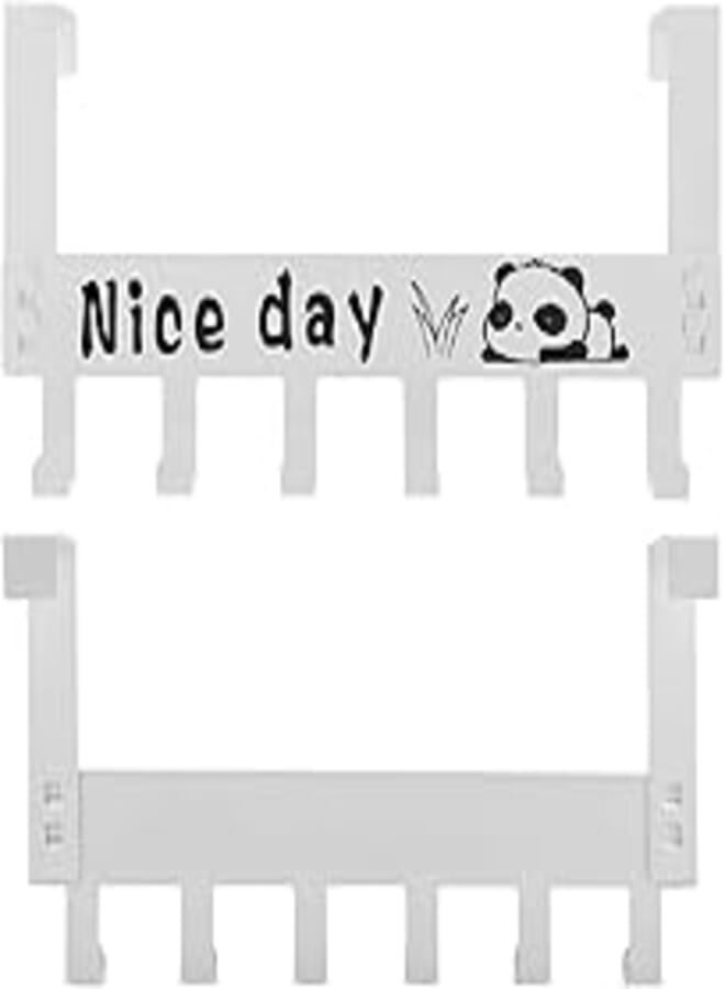 Epsilon Over Door Hanger Hooks 1 Pcs Door Hook Hangers for Hanging Clothes in Bathroom and Kitchen 6 Hooks Strong Metal Over The Door Hooks Hanger for Home (1 Pcs White)