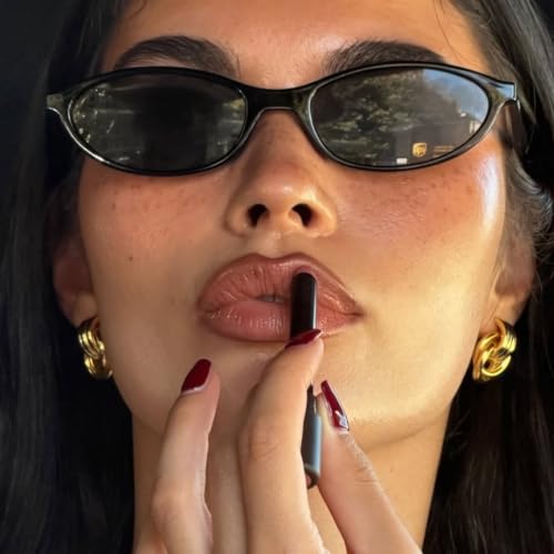GUVIVI Retro Oval Sunglasses for Women Chic Cat Eye 90s Sunnies Lightweight Narrow Shades Trendy UV protection Sun Glasses - Image 2
