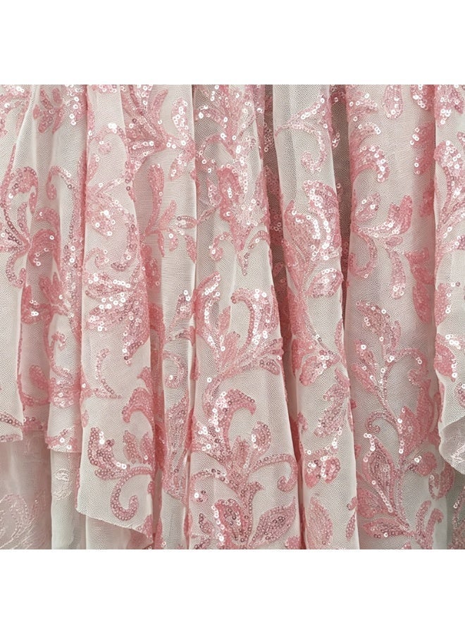 Sequin Fabric by 1M Glitter Fabric Pink Sparkly Fabric for Wedding Costumes Tail Sewing Dress Tablecloth DIY Crafts - Image 1
