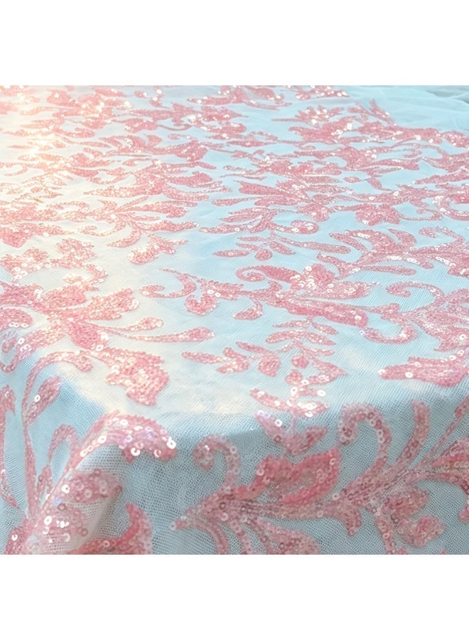 Sequin Fabric by 1M Glitter Fabric Pink Sparkly Fabric for Wedding Costumes Tail Sewing Dress Tablecloth DIY Crafts - Image 3