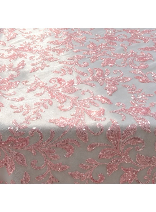 Sequin Fabric by 1M Glitter Fabric Pink Sparkly Fabric for Wedding Costumes Tail Sewing Dress Tablecloth DIY Crafts - Image 4