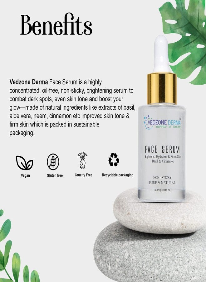 Vedzone Derma Skin Brightening Face Serum 30ml | Hydrating Ayurvedic Face Serum with Basil & Cinnamon | Natural Anti-Acne, Glowing Skin & Radiance Boosting Serum for All Skin Types - Image 4