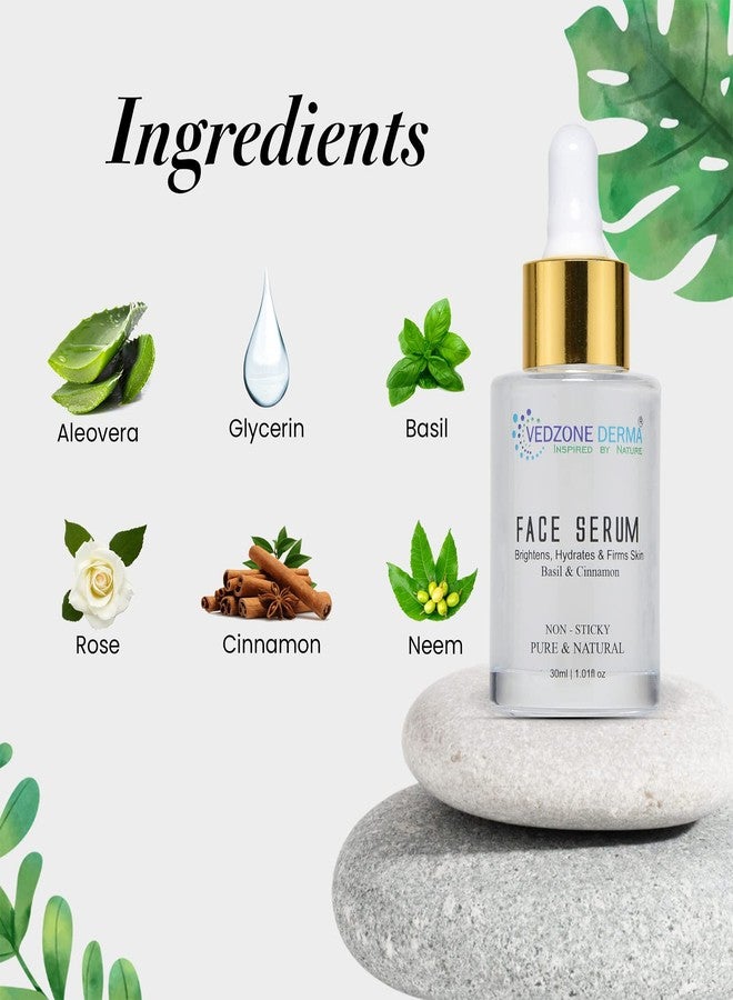 Vedzone Derma Skin Brightening Face Serum 30ml | Hydrating Ayurvedic Face Serum with Basil & Cinnamon | Natural Anti-Acne, Glowing Skin & Radiance Boosting Serum for All Skin Types - Image 5