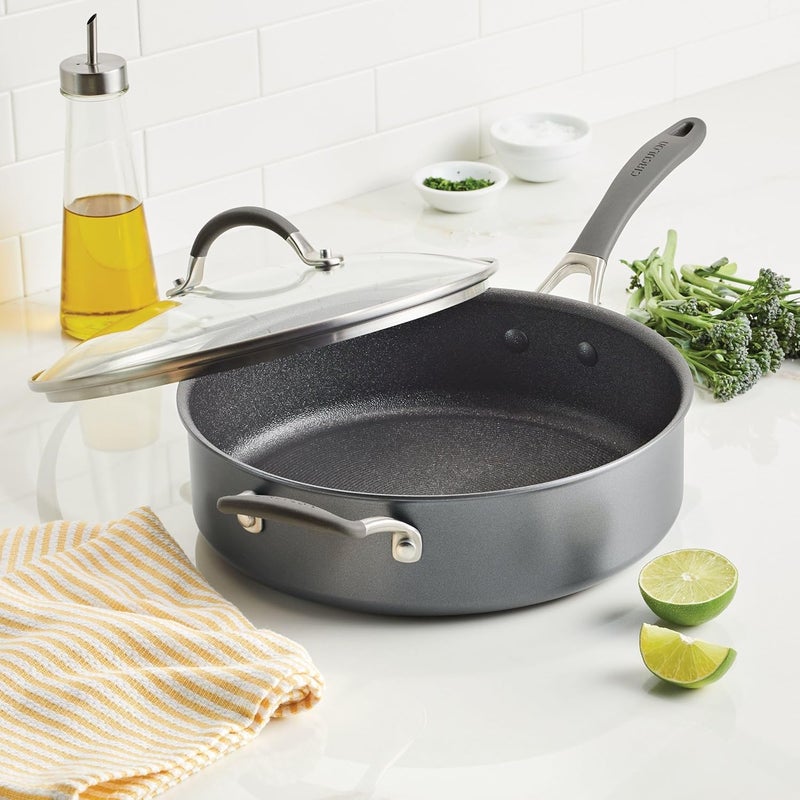 Circulon A1 Series with ScratchDefense Technology Nonstick Induction Saut Pan with Helper Handle and Lid 5 Quart Graphite - Image 2