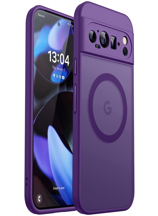 CANSHN Magnetic for Google Pixel 9 Pro Case(6.3 Inch), Upgraded [Full Camera Protection] [Compatible with Magsafe] [Translucent Matte] Shockproof Protective Phone Cover, Deep Purple - Image 1