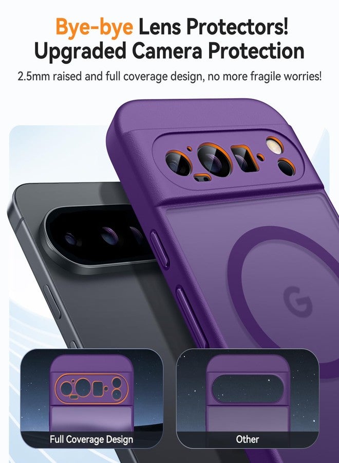 CANSHN Magnetic for Google Pixel 9 Pro Case(6.3 Inch), Upgraded [Full Camera Protection] [Compatible with Magsafe] [Translucent Matte] Shockproof Protective Phone Cover, Deep Purple - Image 3