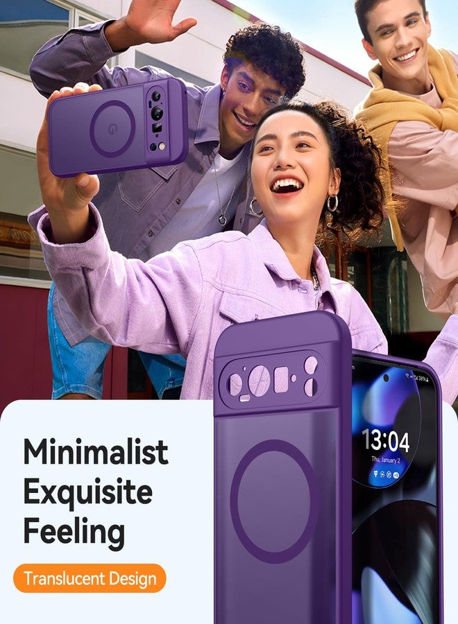 CANSHN Magnetic for Google Pixel 9 Pro Case(6.3 Inch), Upgraded [Full Camera Protection] [Compatible with Magsafe] [Translucent Matte] Shockproof Protective Phone Cover, Deep Purple - Image 4